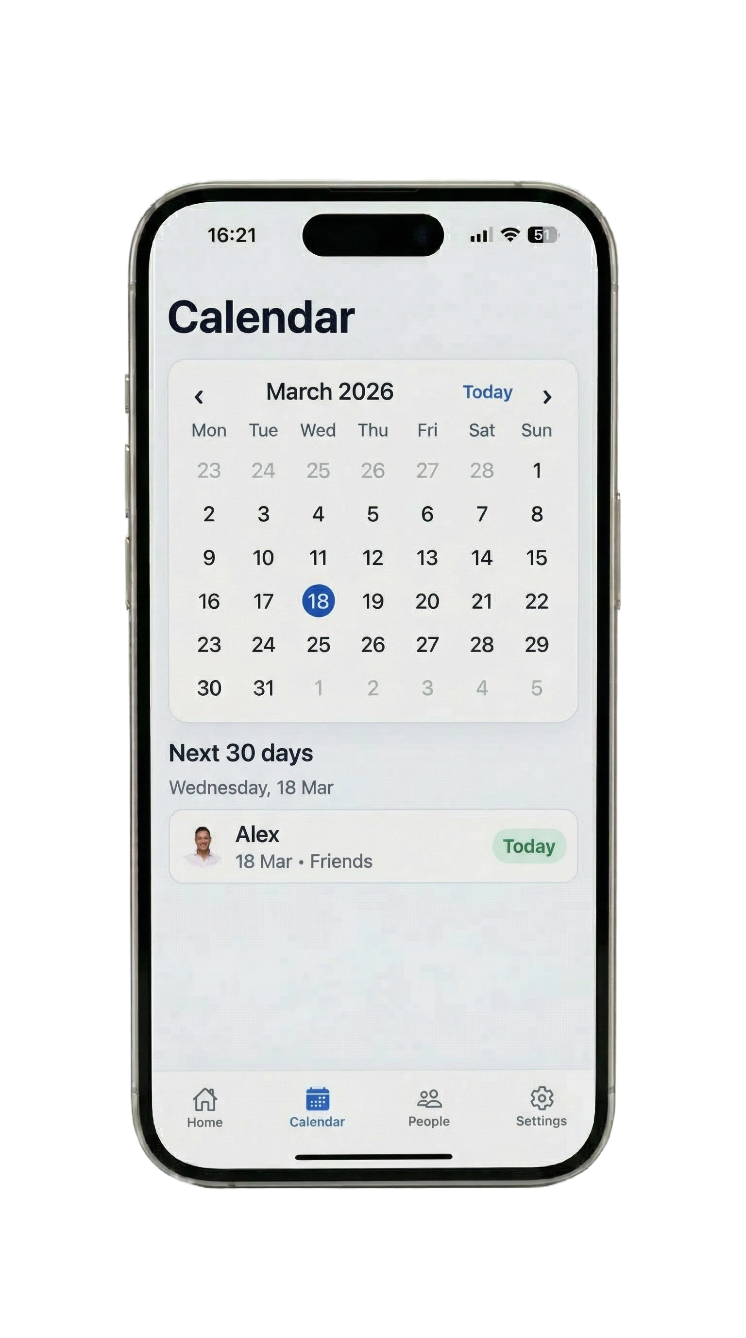 Birthday Tracker — Calendar