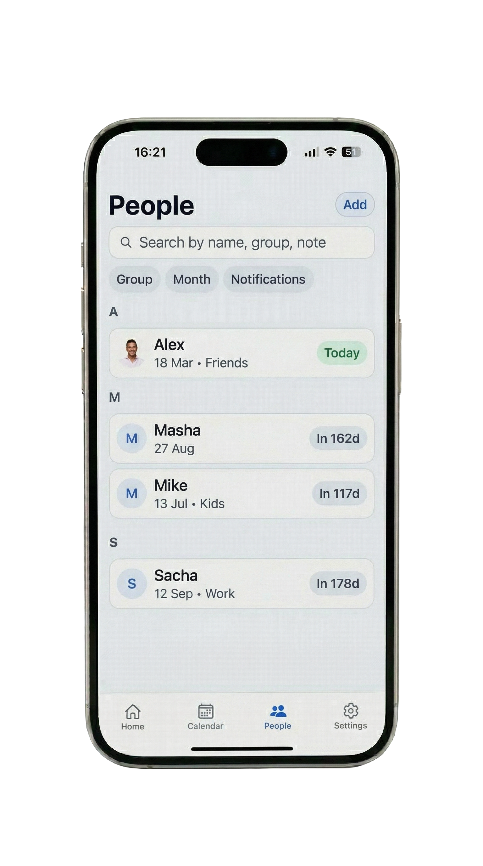 Birthday Tracker — People